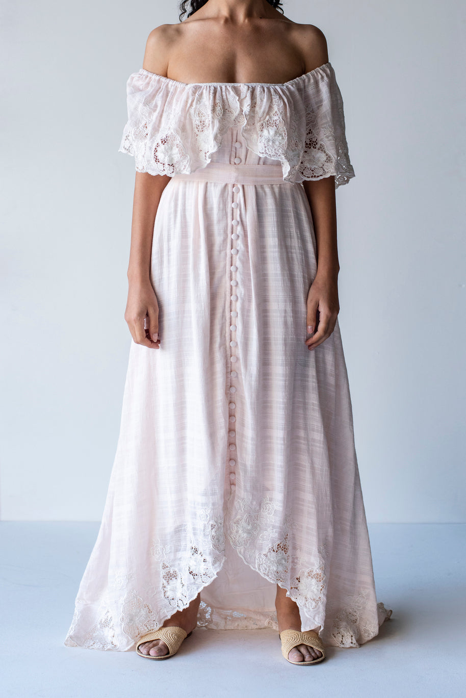 Wonder Years Embroidered Gown in Pink Marshmallow
